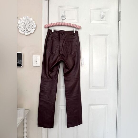 VTG Jeanology Newport News Deep Burgundy Plum Leather Jeans Size 4 - Picture 11 of 15